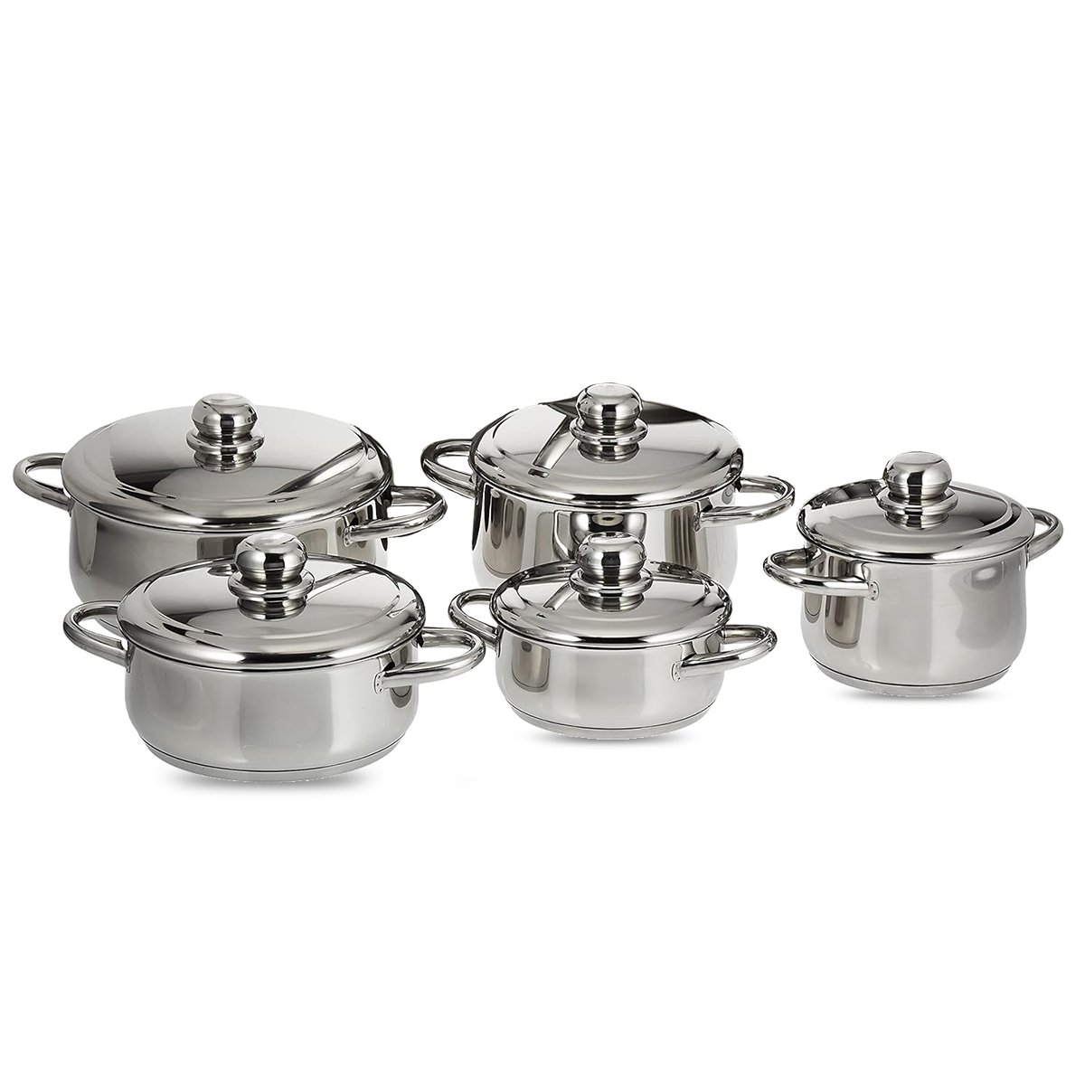 Ensemble de casseroles en acier inoxydable poli, v... – Grandado