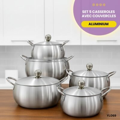 Set 5 Casseroles Aluminium 10 Pièces YL069