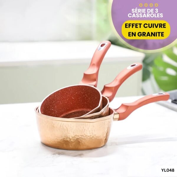 Série De 3 Cassaroles Effet Cuivre En Granite YL048