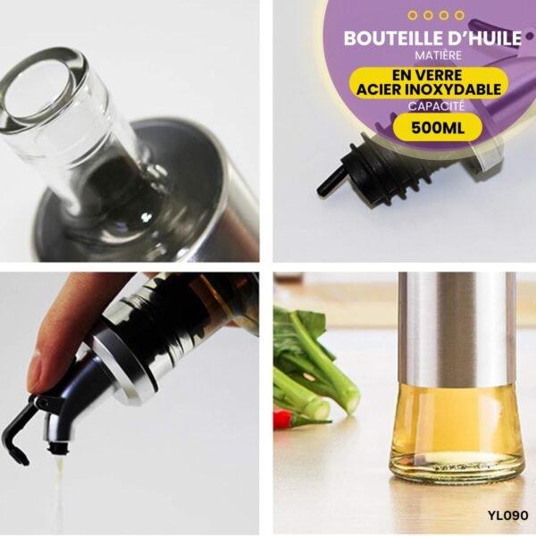 Bouteille distributrice d'huile En Verre 500 ml YL090 – Image 4