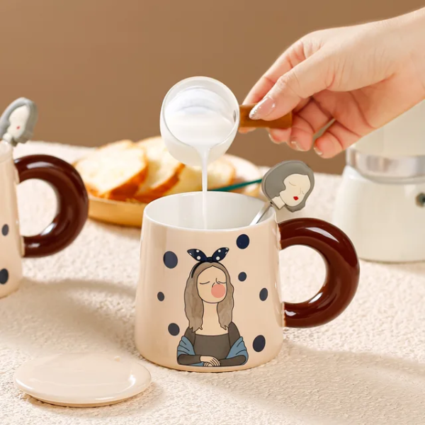 Tasse en Céramique Avec Cuillère YL259 – Image 4