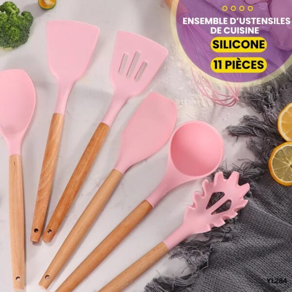 Ensemble D'Ustensiles De Cuisine En Silicone 11 Pcs YL284 – Image 5