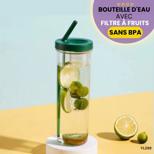 Bouteille d'eau avec infuseur à fruits et paille YL289 – Image 4