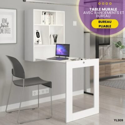 Table Murale avec rangements et bureau YL309
