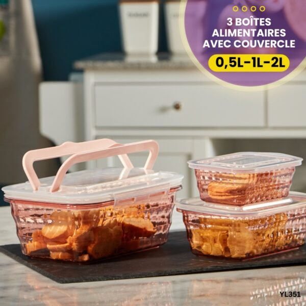 Lot de 3 Boîtes Alimentaires YL351 – Image 3