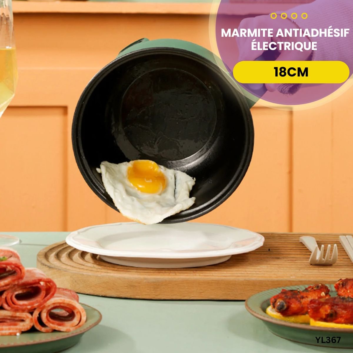 Marmite Antiadhésif Électrique 18cm YL367 – Image 2