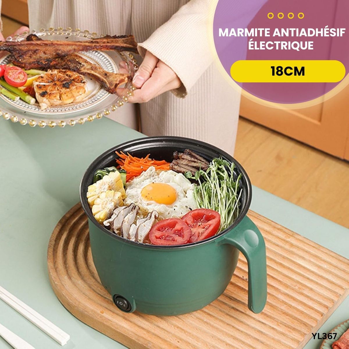Marmite Antiadhésif Électrique 18cm YL367 – Image 4