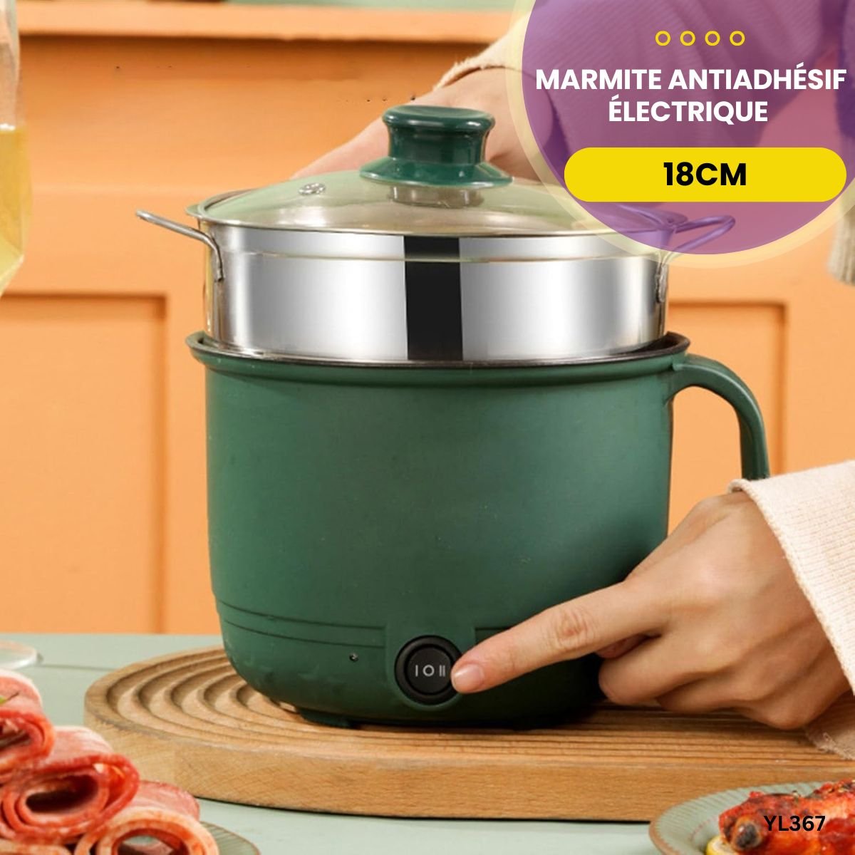 Marmite Antiadhésif Électrique 18cm YL367 – Image 6