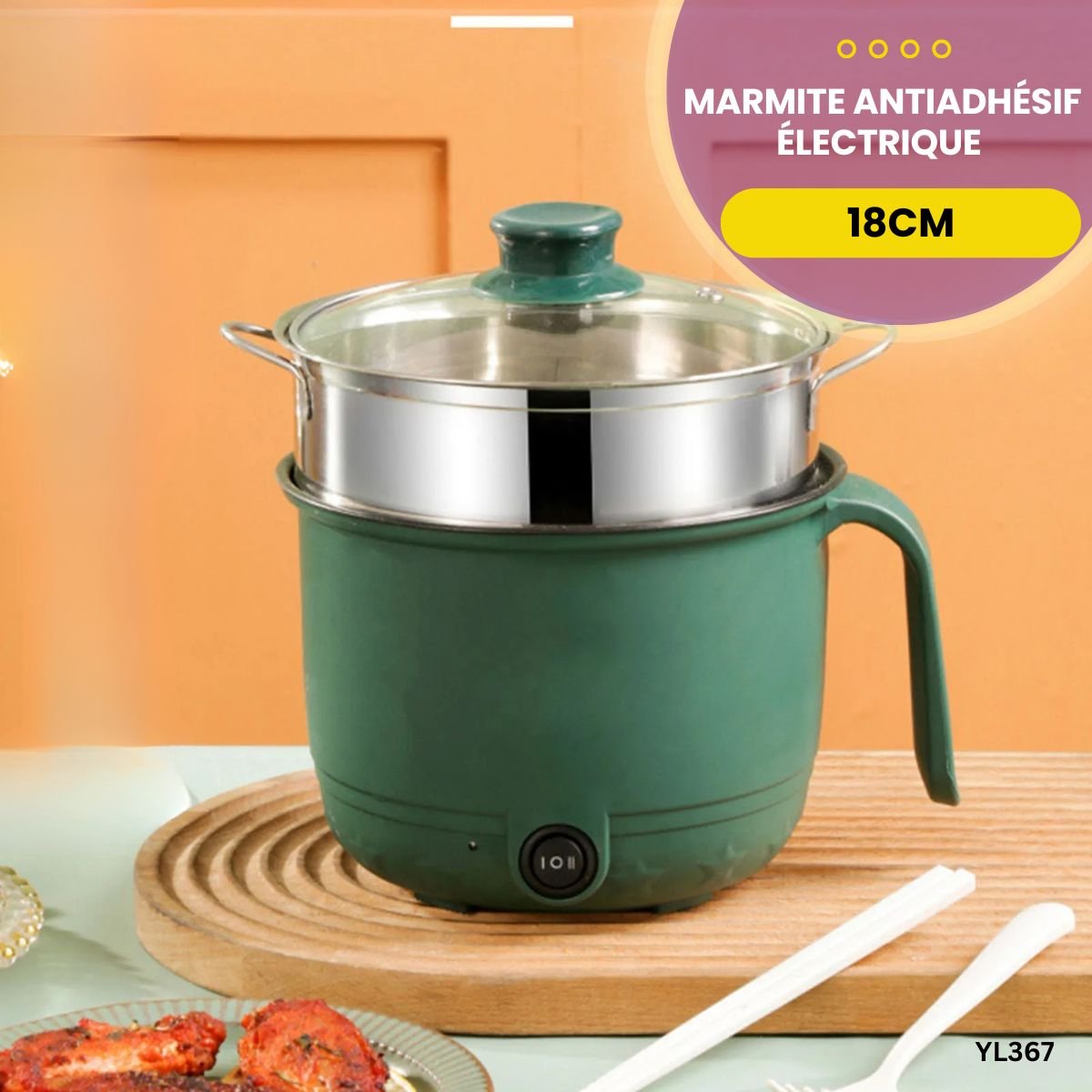 Marmite Antiadhésif Électrique 18cm YL367 – Image 3