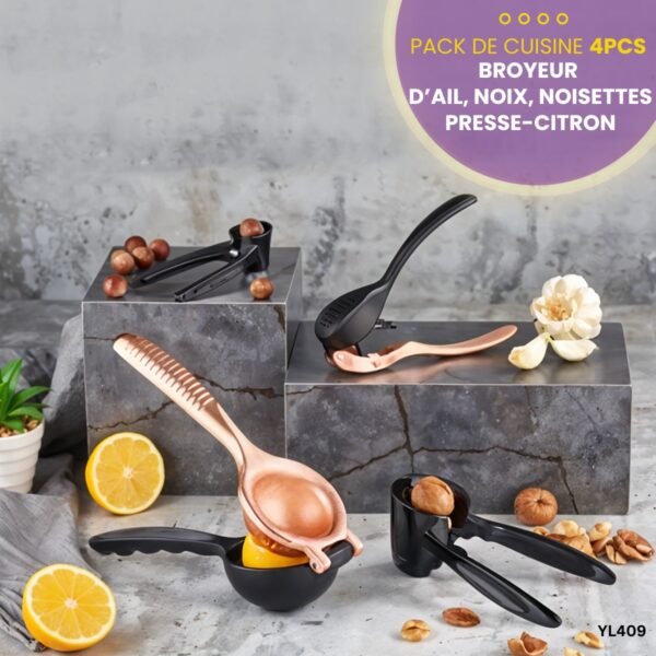 Pack de broyeur d'ail, noix, noisettes et presse-citron YL409