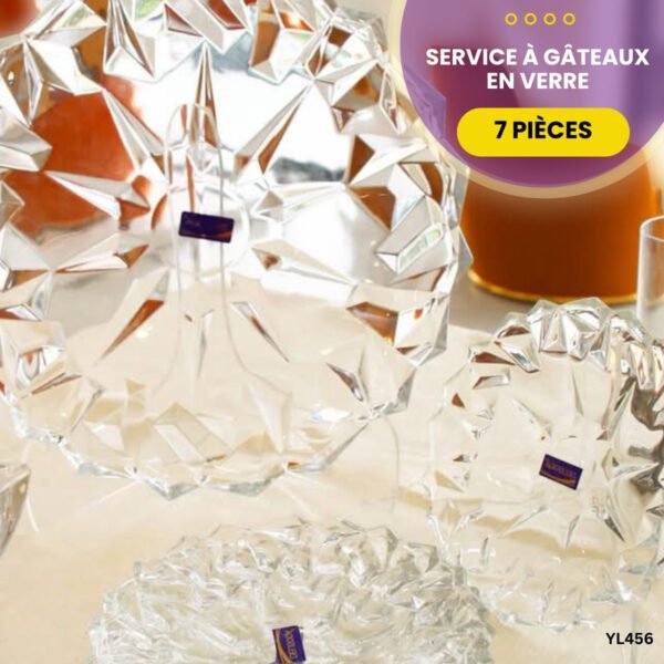 Service à Gâteaux 7 Pièces en Verre YL456 – Image 4