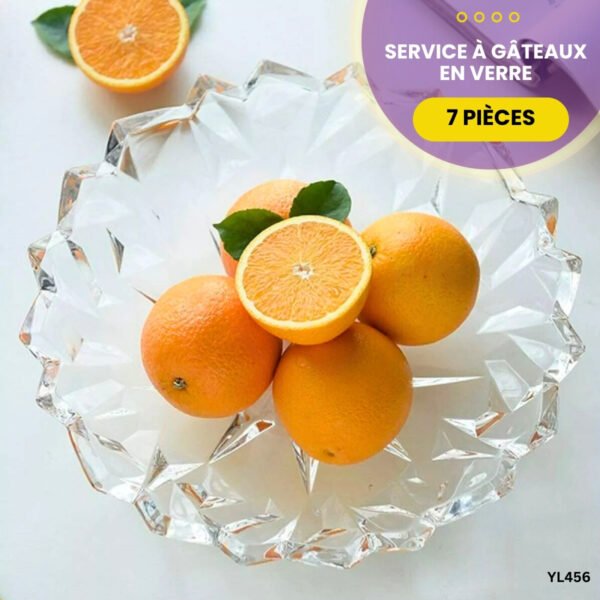 Service à Gâteaux 7 Pièces en Verre YL456 – Image 2