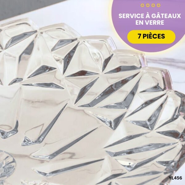 Service à Gâteaux 7 Pièces en Verre YL456 – Image 3