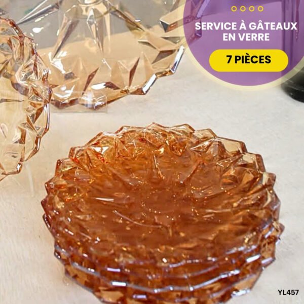 Service à Gâteaux 7 Pièces en Verre YL457 – Image 3