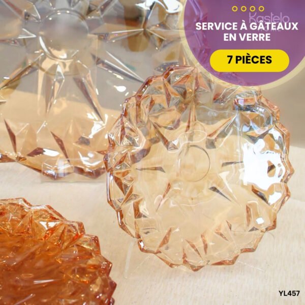 Service à Gâteaux 7 Pièces en Verre YL457 – Image 2