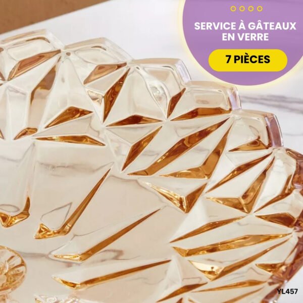 Service à Gâteaux 7 Pièces en Verre YL457 – Image 4