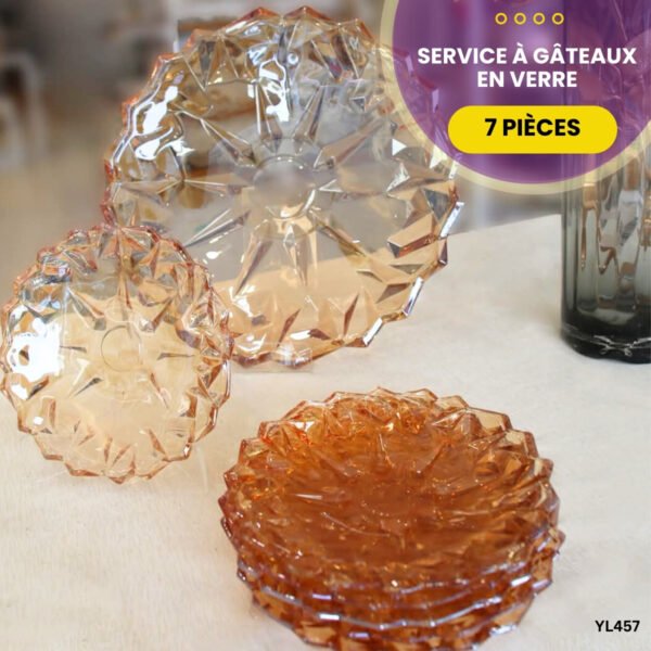 Service à Gâteaux 7 Pièces en Verre YL457