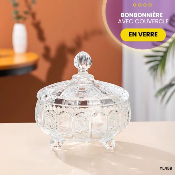 Bonbonnière en verre avec couvercle YL459 – Image 2