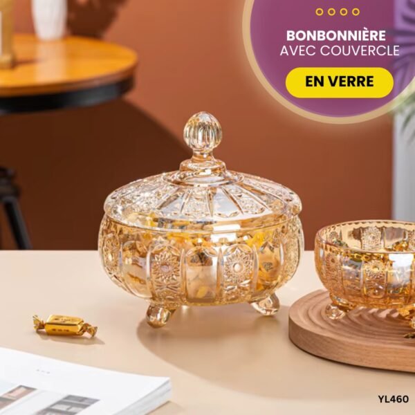 Bonbonnière en verre avec couvercle YL460