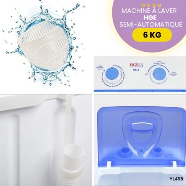 Lave Linge Semi-Automatique HGE 6kg YL498 – Image 3