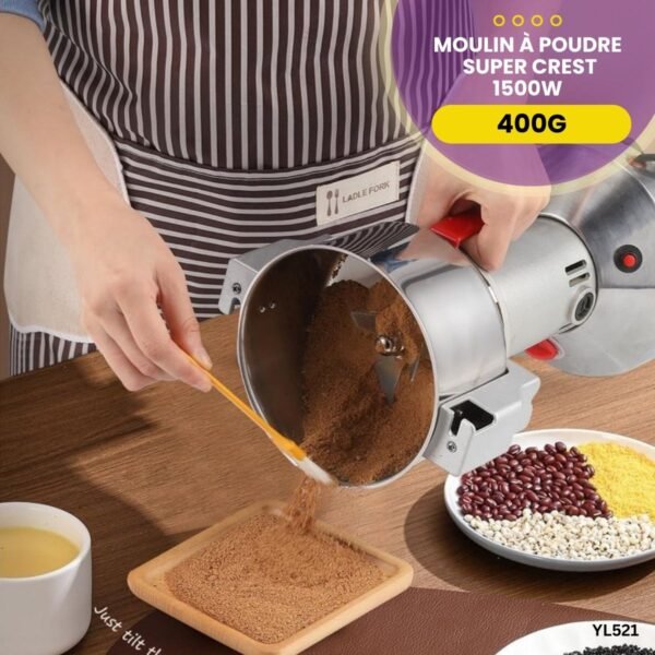 Moulin à Poudre Super Crest – Capacité de 400g à 800g – YL521 – Image 3