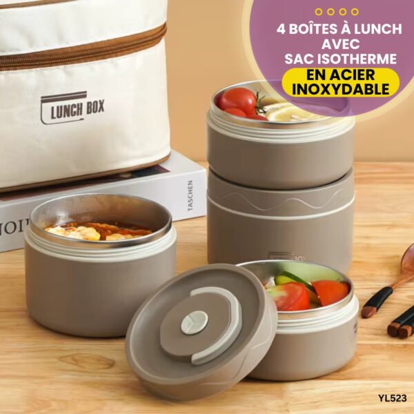 4 Boîtes à lunch avec sac isotherme YL523 – Image 3