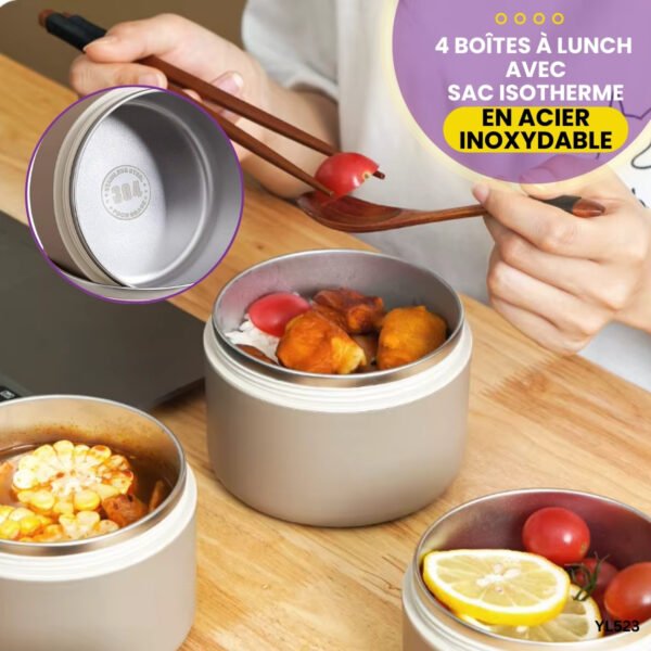 4 Boîtes à lunch avec sac isotherme YL523 – Image 2