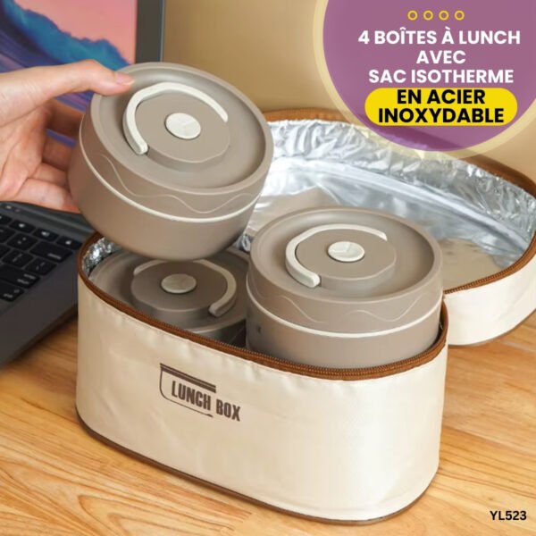 4 Boîtes à lunch avec sac isotherme YL523