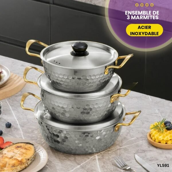 Ensemble de 3 marmites YL591