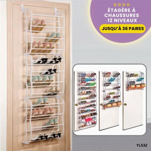 Étagère à chaussures Suspendue avec 12 niveaux YL532 – Image 2