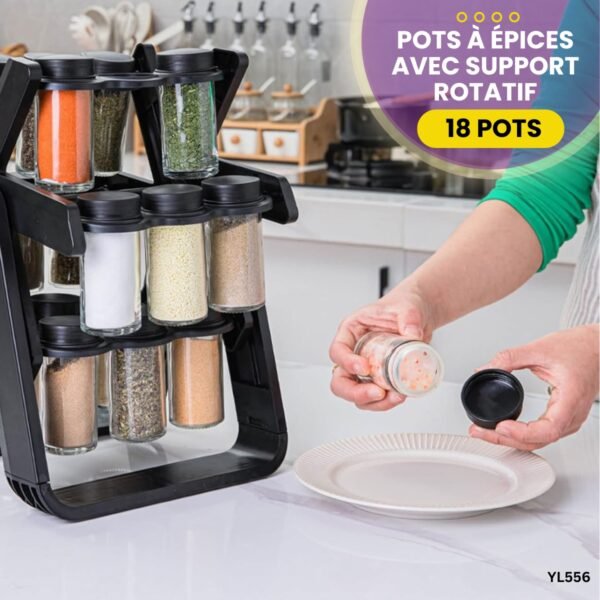 Ensemble de 18 pots à épices avec support rotatif YL556 – Image 3