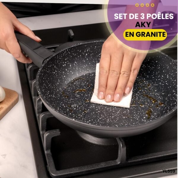 Set de 3 poêles en Granite AKY YL559 – Image 4