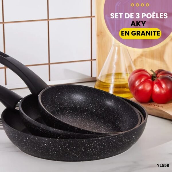 Set de 3 poêles en Granite AKY YL559 – Image 3