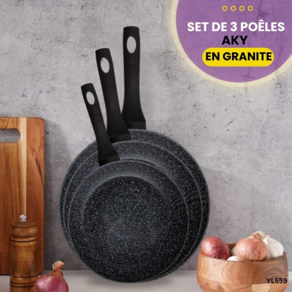 Set de 3 poêles en Granite AKY YL559