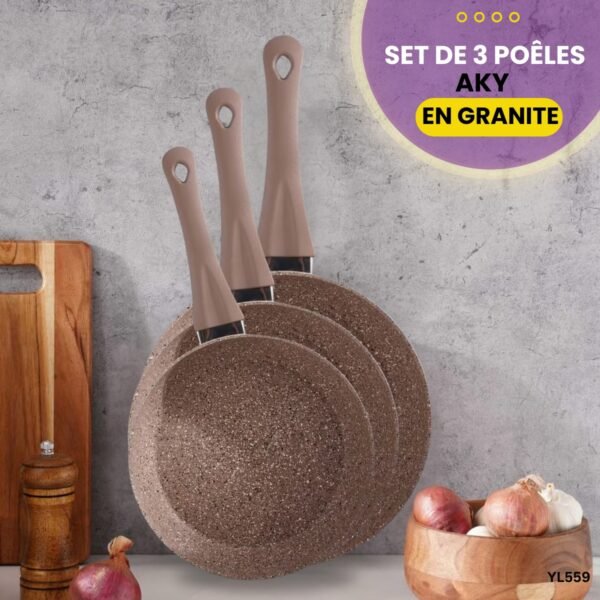 Set de 3 poêles en Granite AKY YL559 – Image 2