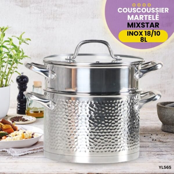 Couscoussier 8L Inox 18/10 Martelé YL565