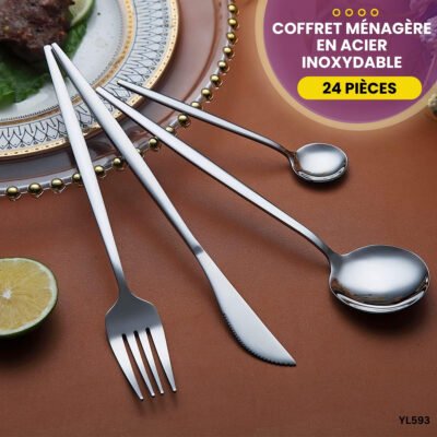 Coffret Ménagère 24 pièces en acier inoxydable YL593