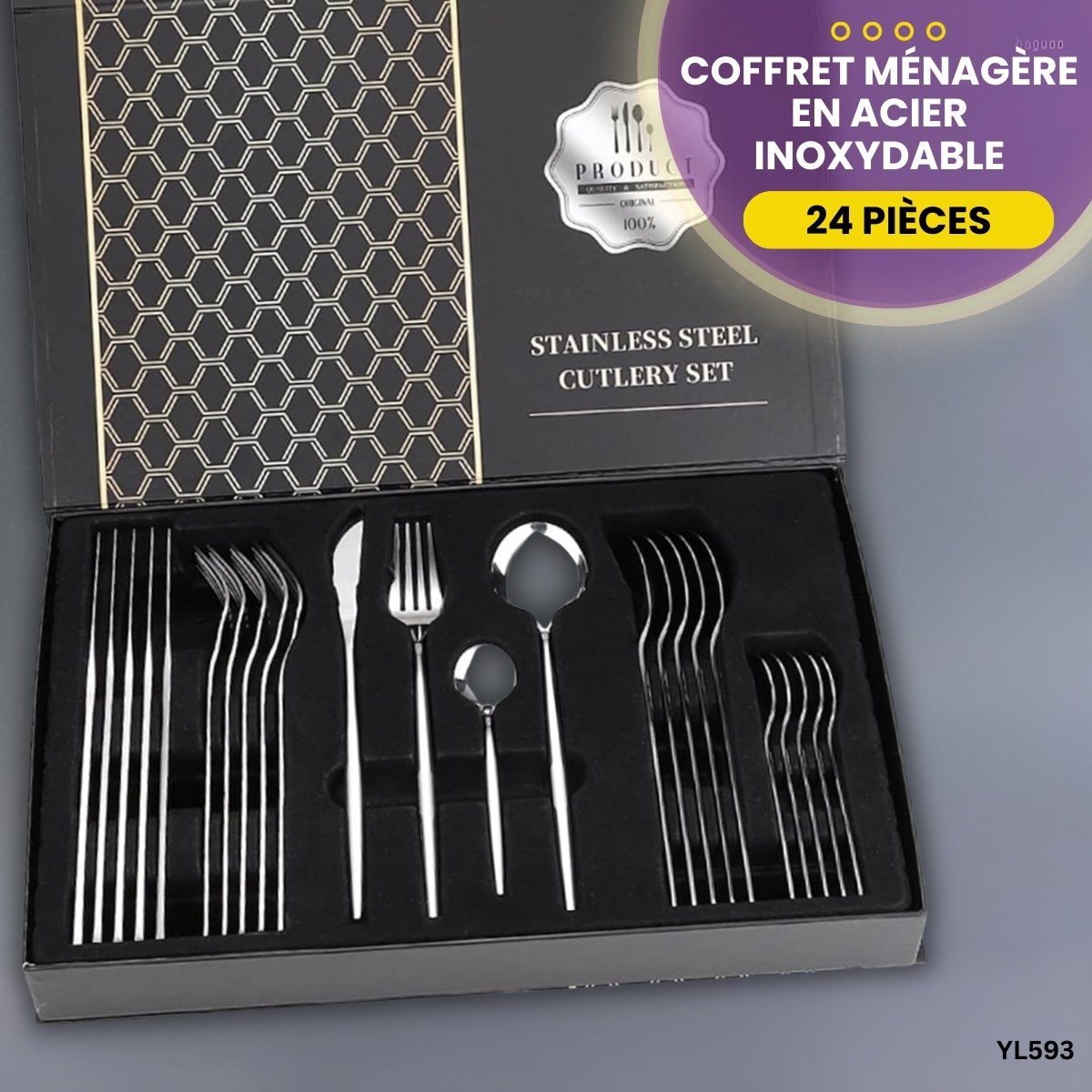 Ménagère 24 Pièces Acier Inoxydable 18/10 - Finition Brillante Tendance Bugatti Ménagère 24 Pièces Acier Inoxydable 18/10 - Finition Brillante Tendance Bugatti