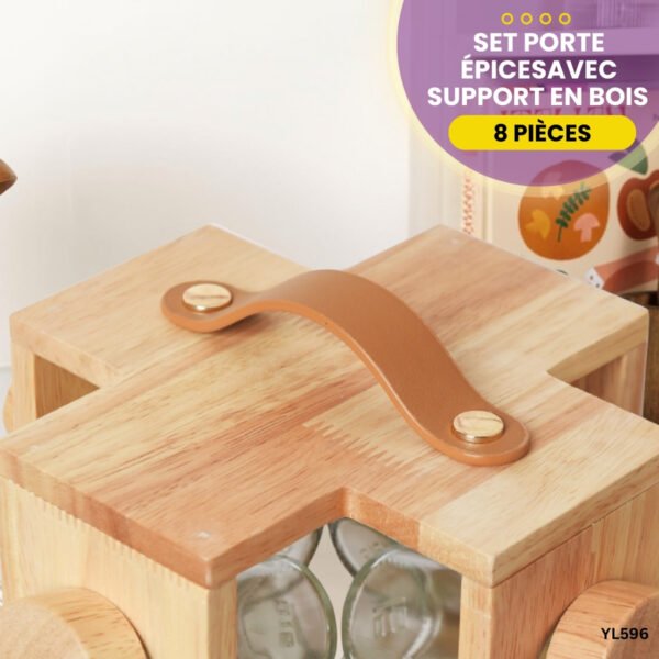 Set Porte Épices 8 Pièces Avec Support en Bois YL596 – Image 2