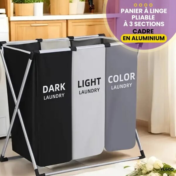 Panier à Linge Pliable à 3 Sections YL600