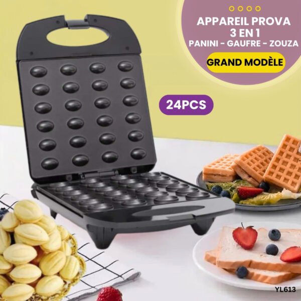 Appareil PROVA  3 en 1 Panini - Gaufre - Zouza YL613 – Image 4