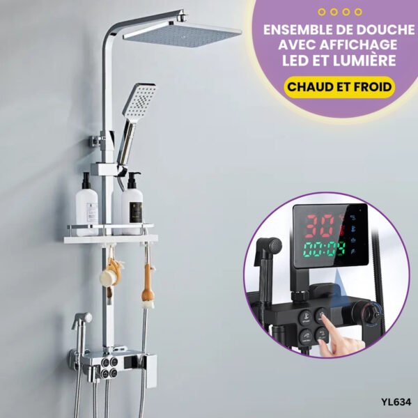 Ensemble de Douche avec Affichage LED et Lumière YL634
