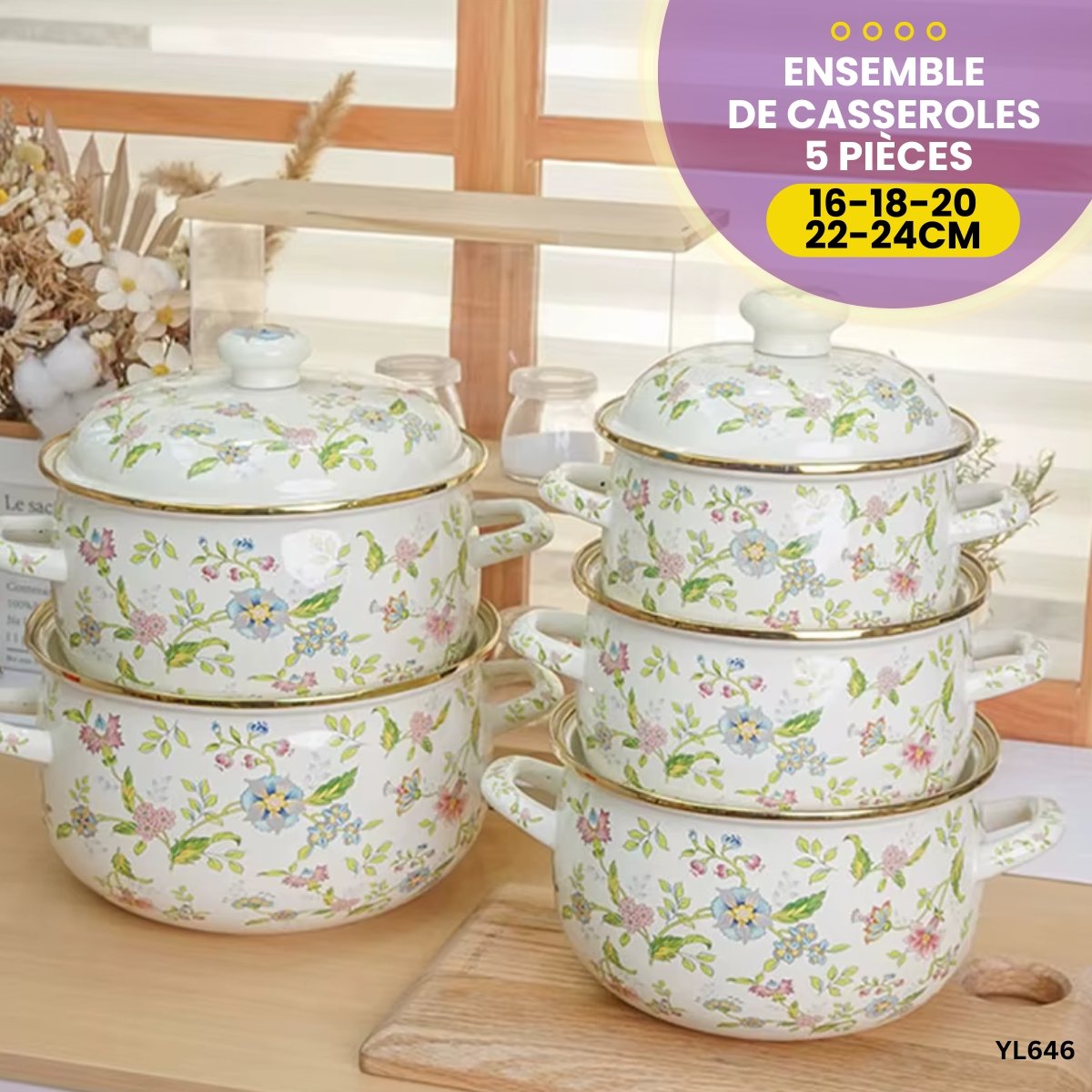 Batterie De Cuisine Royal Swiss 6 Pièces - Casseroles Céramique 24, 28, 32 Cm, Compatible Induction