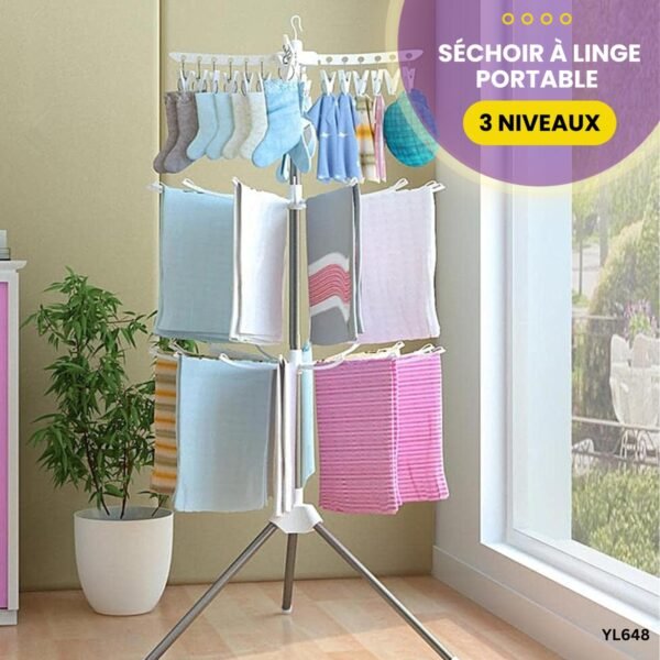 Séchoir à linge portable à 3 niveaux YL648 – Image 2