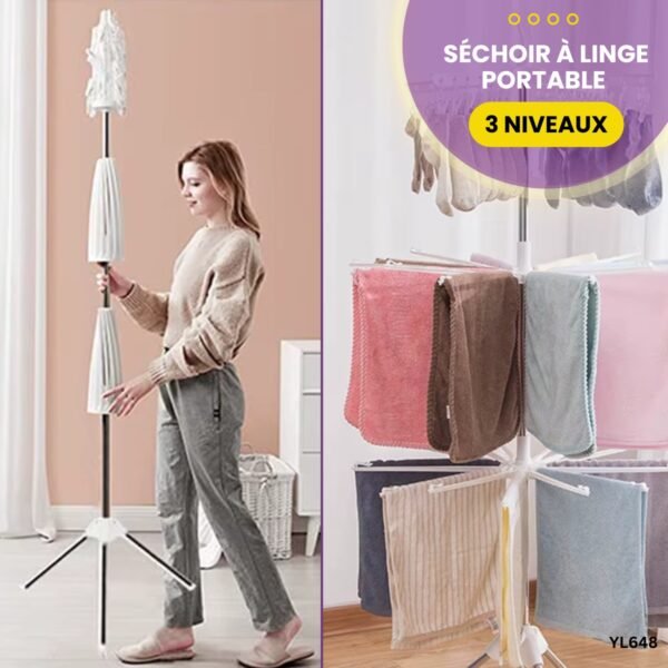 Séchoir à linge portable à 3 niveaux YL648 – Image 3