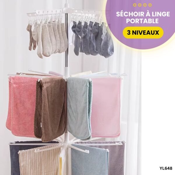 Séchoir à linge portable à 3 niveaux YL648 – Image 4