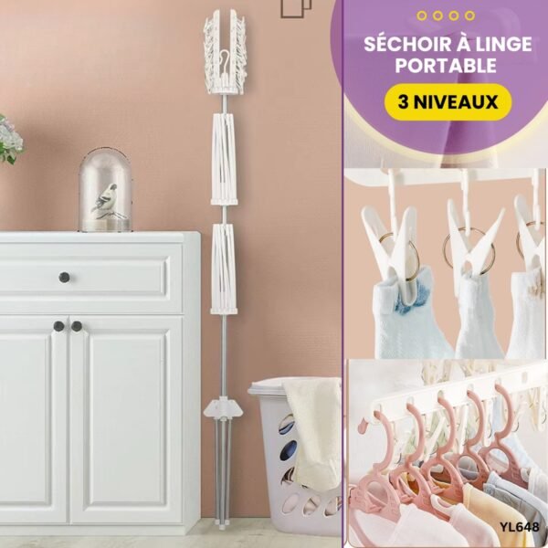 Séchoir à linge portable à 3 niveaux YL648 – Image 5