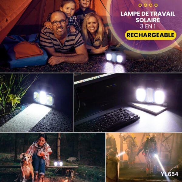 Lampe de Travail Solaire Rechargeable 3 en 1 YL654 – Image 3