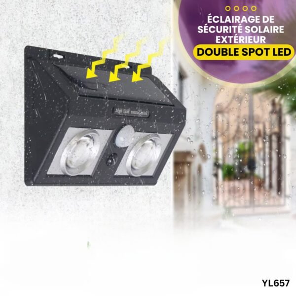 Éclairage de sécurité solaire extérieur à double spot LED YL657 – Image 2