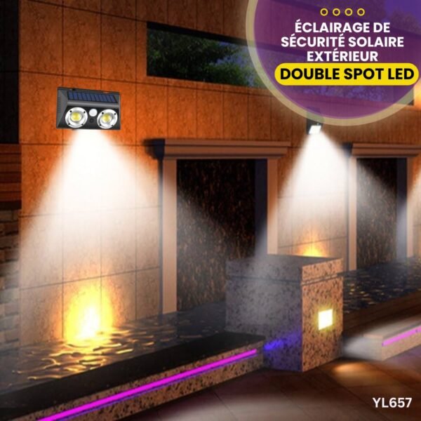 Éclairage de sécurité solaire extérieur à double spot LED YL657 – Image 3